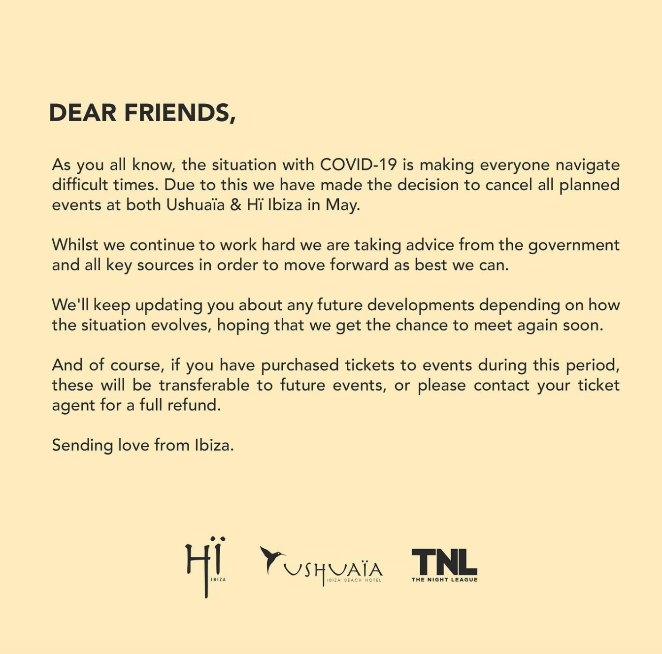 Ushuaia Ibiza And Hi Ibiza Won T Open This May Due To Covid 19 Clubbing Tv